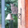 Rustic Cast Iron Cat Wall Hand Cranking Bell Double-sided Farm House Accents For Home Garden Office Bar Outdoor Decoration 3