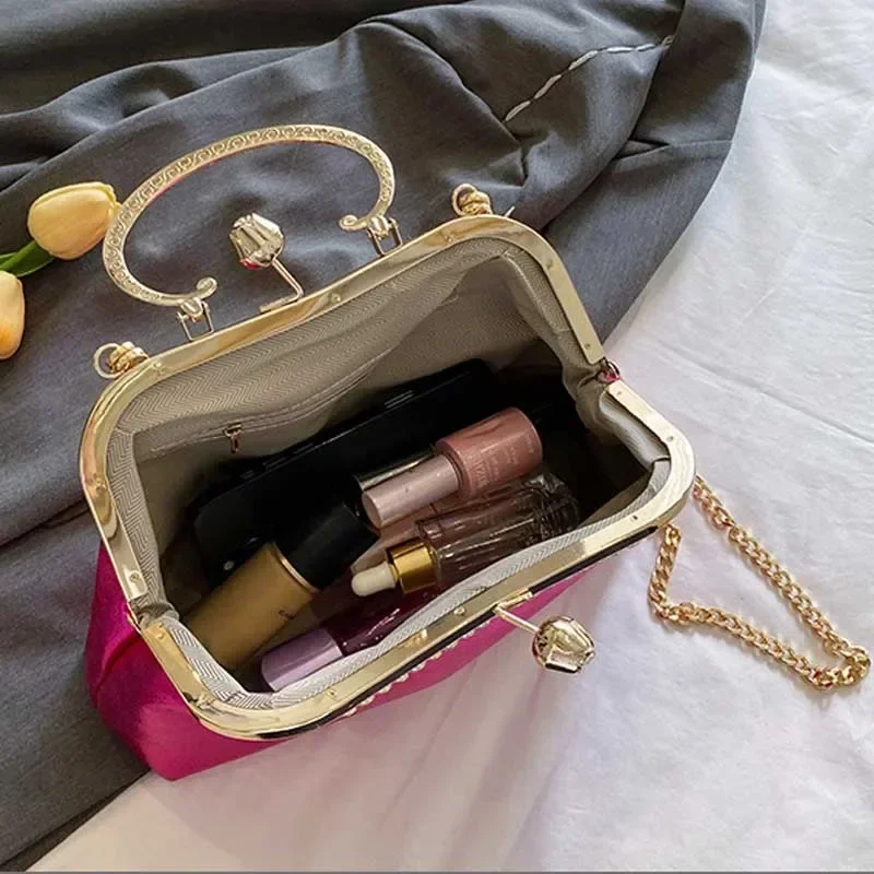 Women Chain Messenger Bags PU Leather Shoulder Bags Shell Clip Handbag Purse Wedding Clutch