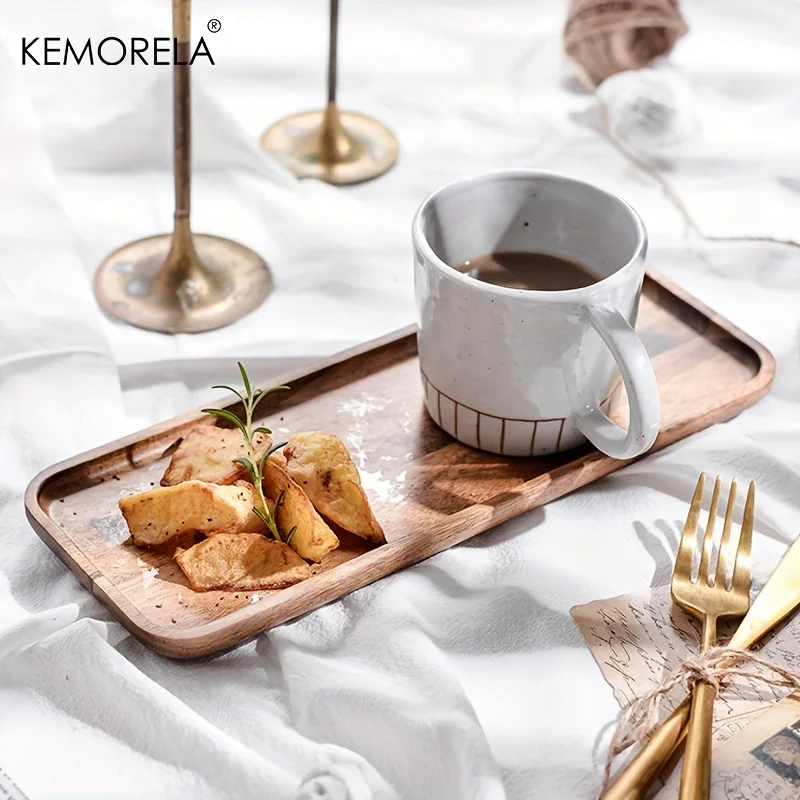 Wooden Serving Tray Acacia Wood 1PCS Coffee Food Cup Dessert Candy Gongfu Tea