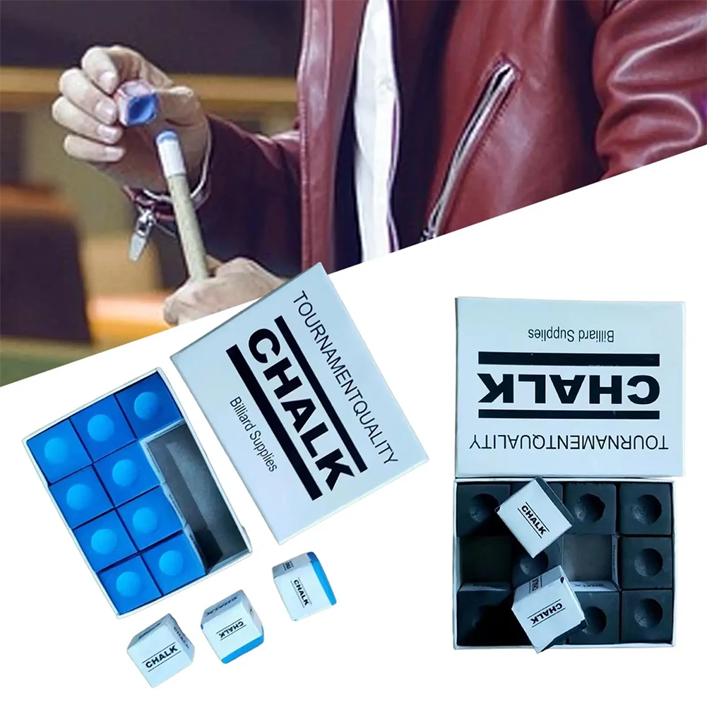 12Pcs/box Pool Cue Chalk Billiard Accessories Cue Stick Wiping Powder Pool Table Chalk Snooker Balls Entertainment Game Tools