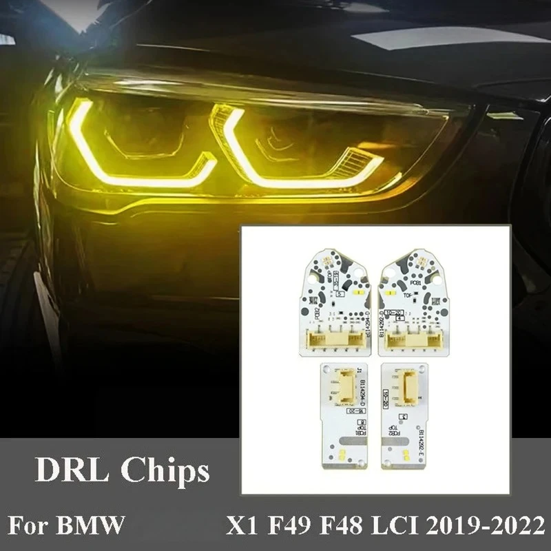 2020-2022 BMW F49 F48 X1 Lci 2021 엔젤아이즈 DRL 보드 노란색 LED 개조 헤드라이트 모듈 주간 주행등 칩