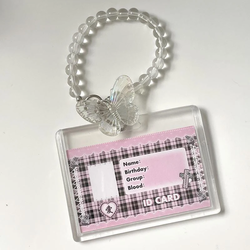 Crystal Butterfly 3 Inch Acrylic Card Holder Photocards Display Credit ID Bank Card Protective Case Keychain Pendant Fashion credit card holder card holder card protector idol card protector card display stand desk card holder photo card holder