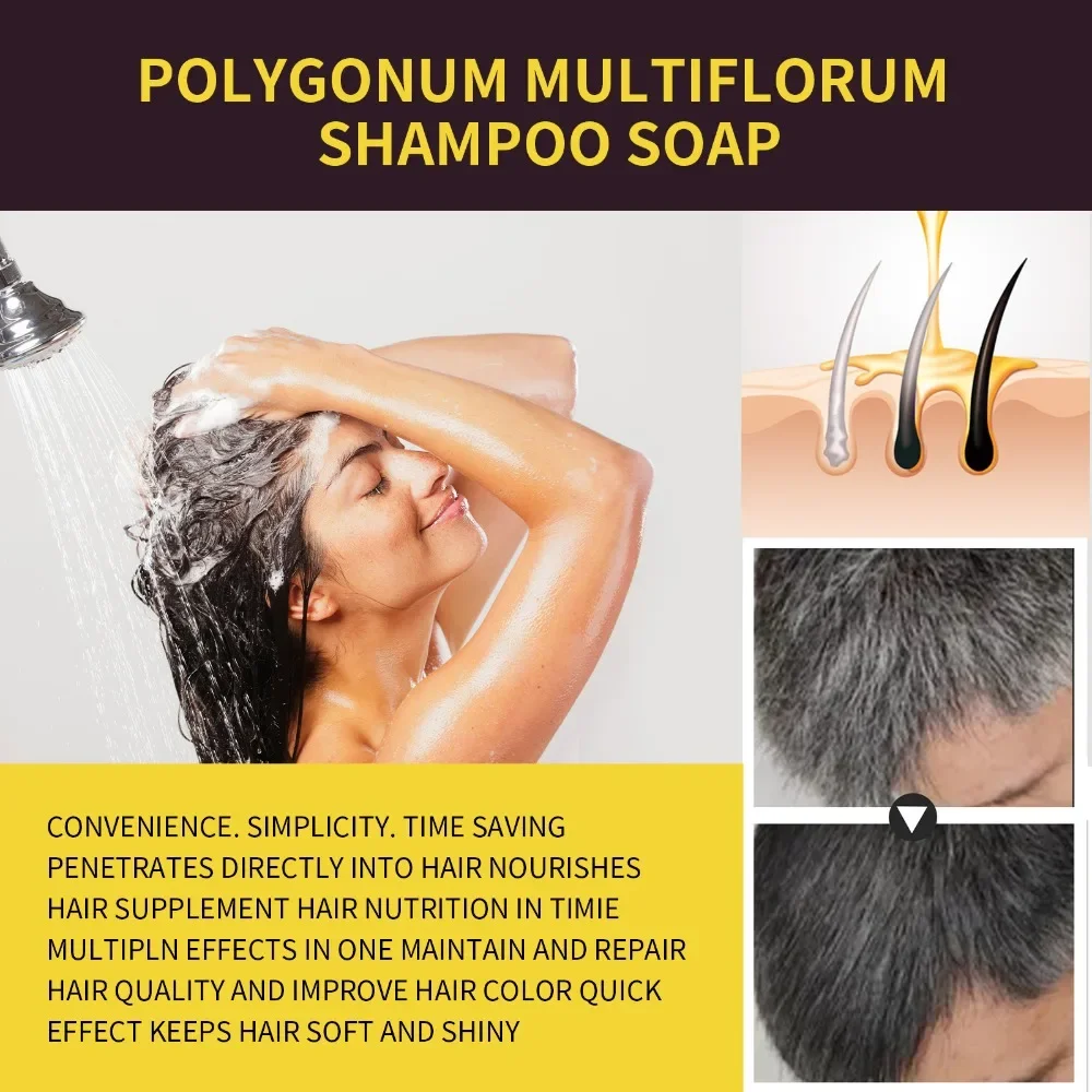Natural Herbal Hair Dye Shampoo 3 in 1 Hair Color Shampoo for Gary Hair Dark Brown Black for Women & Men Grey Coverage 100ml 5