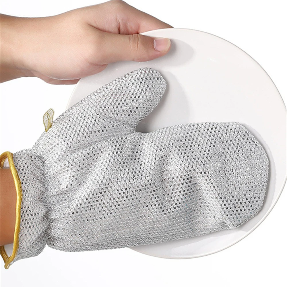 Steel Kitchen Dishcloth Multi Purpose Wire Dishwashing Rag Glove Wet/dry Purpose Silver Wire Miracle Cleaning Cloths