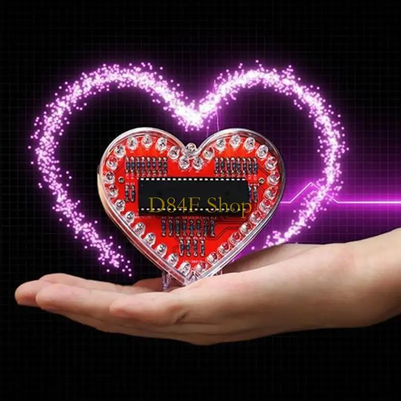 D84F DIY Heart Shaped RGBs LED Soldering for Students and Beginner for Valentines Day and Mother Day Handmade
