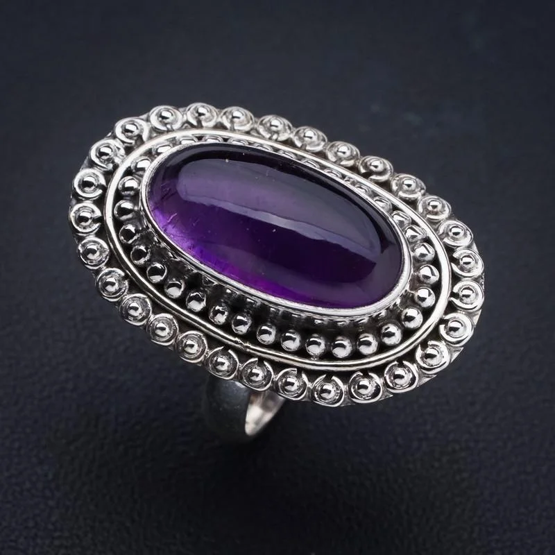 

StarGems Natural Amethyst Handmade 925 Sterling Silver Ring 7 E9259