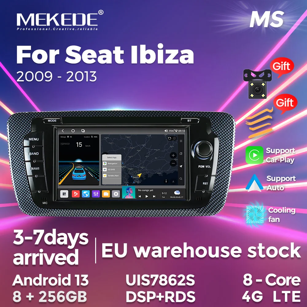 7 Pollici Android 13 Autoradio Navigazione Audio Stereo Per Seat Ibiza 6J 2009 - 2013 Lettore Video Multimediale Buil-In Car-Play Auto Lettore Multime