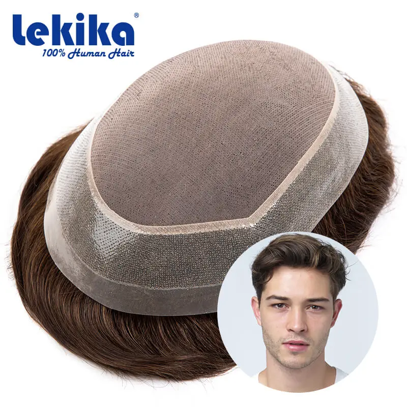 

Mono With Soft Pu Toupee Men's Wig 100% Human Hair Breathable Male Hair Prosthesis Capillary Male Wig Exhuast Systems Wig For Me