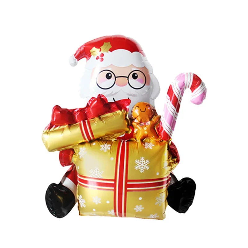 Christmas Foil Balloons Gift Box, Santa Claus, Elk, 3D, Decorations for Home, 2024, 1Pc