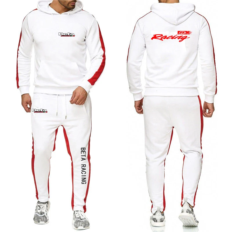 2023 Beta Racing Motocross Motorcycle Logo Print Spring Autumn Men Classic Hooded Hoodies+Sports Trousers Solid Color Loose Sets