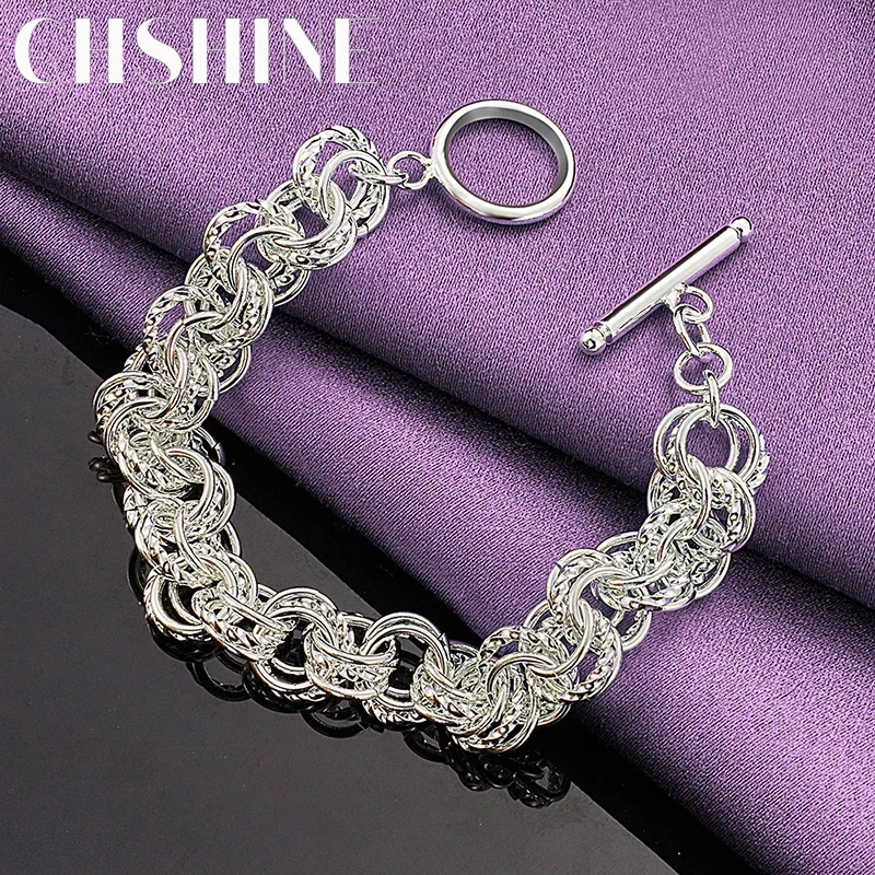 

CHSHINE 925 Sterling Silver Charm Circle Nice Bracelet For Women Lady Wedding Engagement Party Fashion High Quality Jewelry