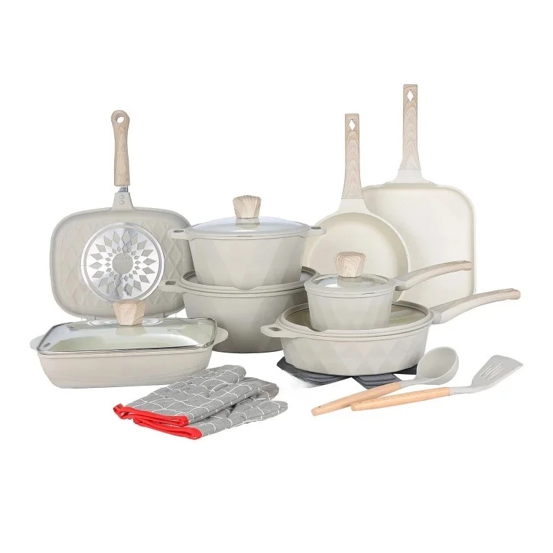 Набори посуду DONNOR Антипригарна сковорода без покриття Горщик для риби Каструля для молока Плита Універсальна каструля для супу Знімний кухонний посуд