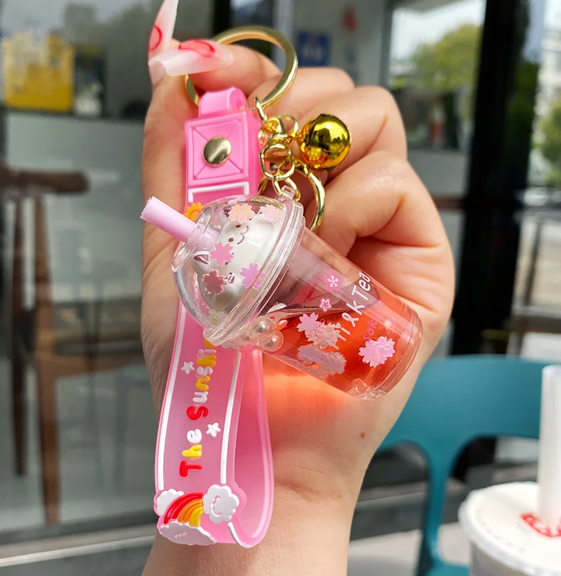 Kawaii Flower Quicksand Bottle Keychain Small Fresh Wishing Bottle Keyrings  For Girls Fashion Backpack Accessories Diy Gifts - Key Chains - AliExpress