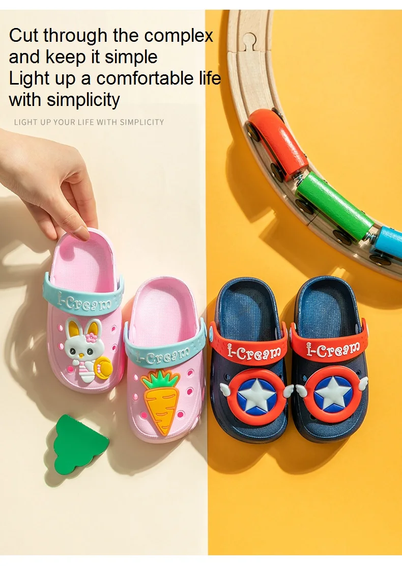Description Picture 5 of itemBaby Toddler Hole Shoes Kids Beach Slippers Cute Cartoon Print Children Footwear Girls Boys Non-slip Soft Bottom Indoor Sandals