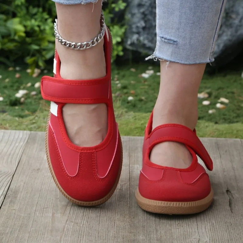Women's Round Toe Striped Comfortable Low Cut Flat Shoes, Casual Shoes, Classic And Versatile_voghion.com