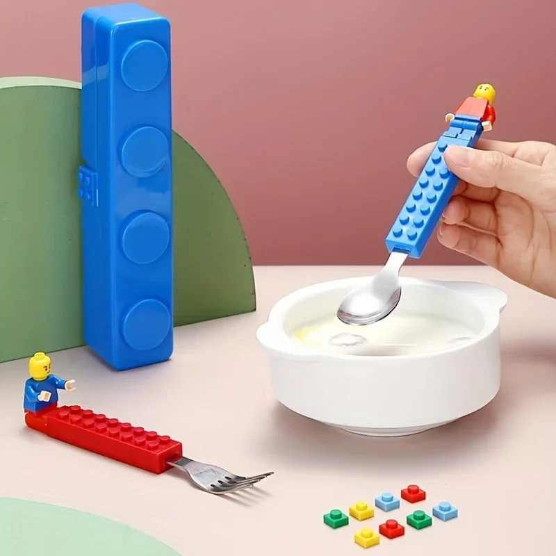 Cutlery Set Colorful Building Blocks Spliced Forks and Spoons