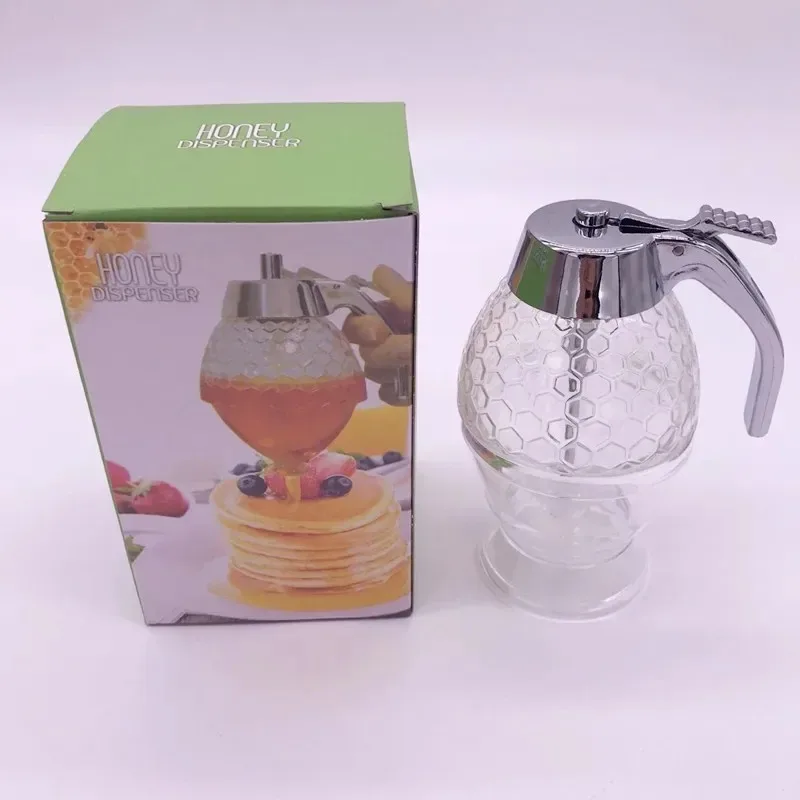 Syrup Dispenser Honey Dispenser Non-Glass Syrup Dispenser Honey Container Honeycomb Shaped Distribution Tank Jar with Stand