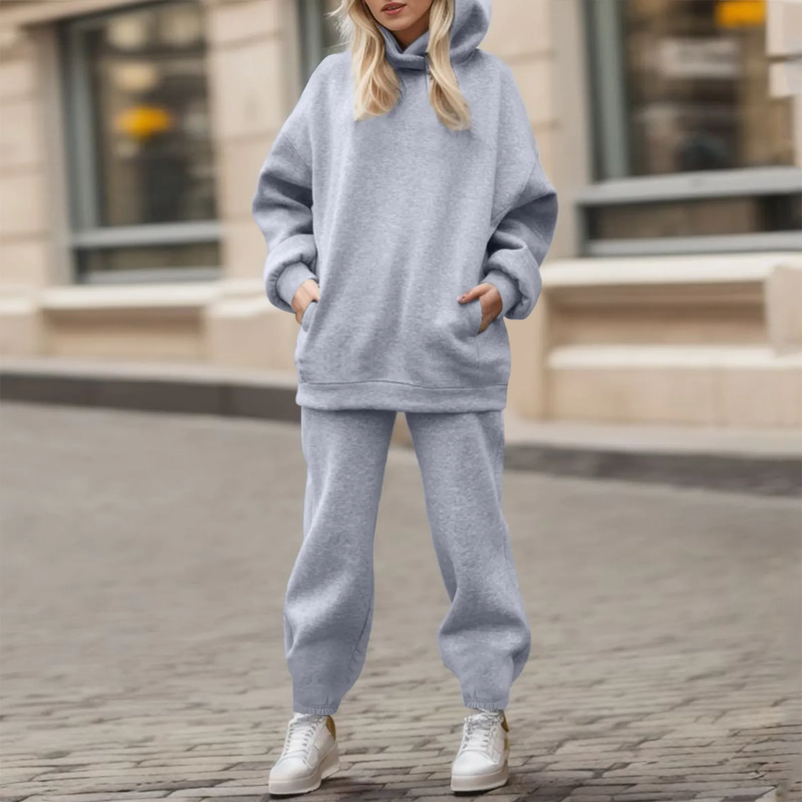 

Womens Tracksuit Warm Fleece Suits Hoodies Tops Casual Sweatshirts Jogging Pant Outfits Sweatpants 2023 Autumn Sport Outfits