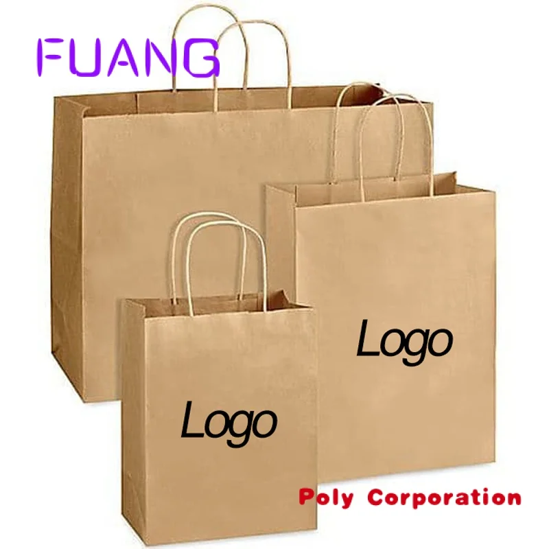 

Custom Recyclable kraft paperbag packaging custom, shopping fast food delivery paper bag wholesale with handles own you logo