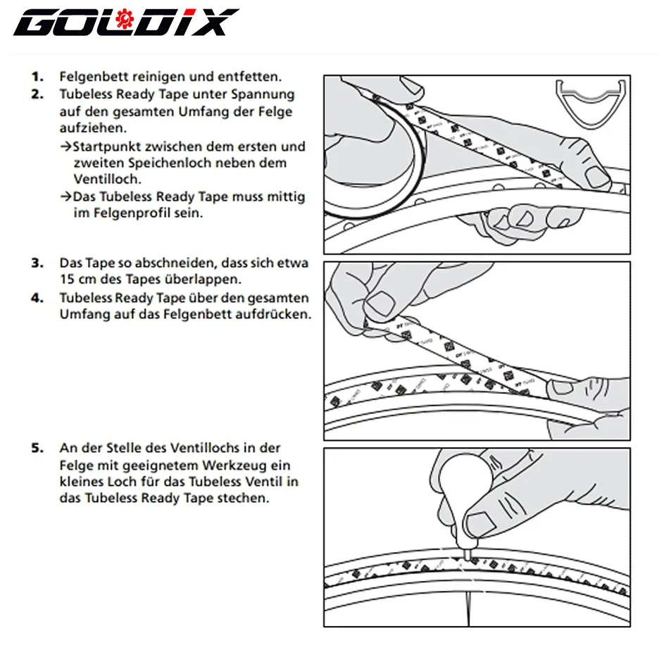 GOLDIX MTB Nastro per cerchioni tubeless per bicicletta da strada 15/18/20/23/25/27/30/35/40/50mm per MTB/Highway Bike Pneumatico Pad Cuscinetti per ruote in fibra di carbonio - immagine 5