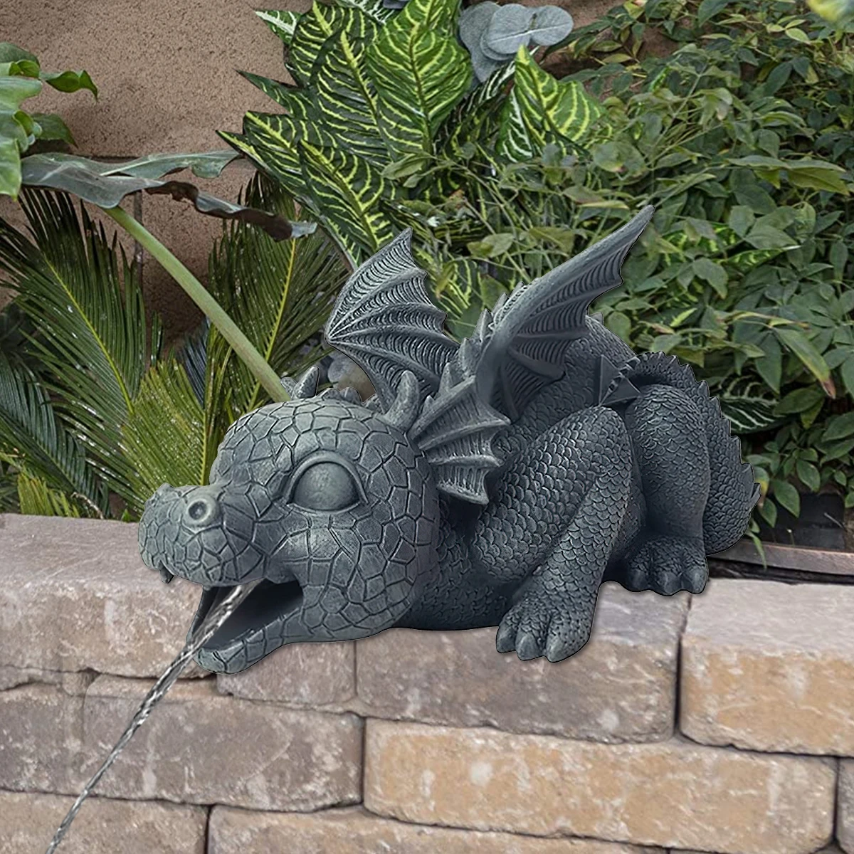 Fountain Dragon Statue Resin Spouting Water Dragon Sculpture Weather Resistant Realistic Water Spray Statue Ornament resin ornaments