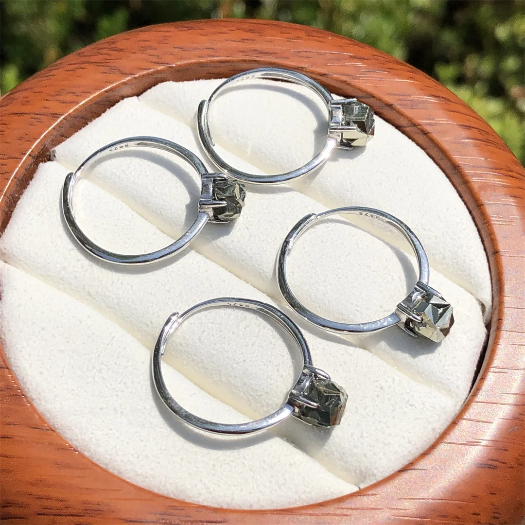 1 Pc Fengbaowu Natural Colombia Raw Rough Pyrite Iron Cross Ring 925 Sterling Silver Fashion Jewelry Gift For Women Men 6