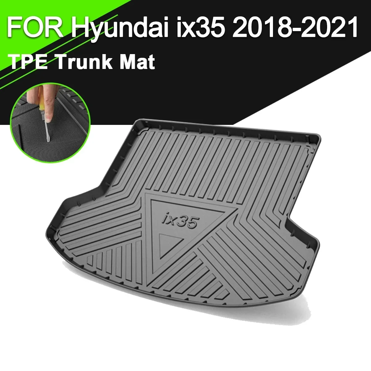 

For Hyundai ix35 2018-2021 Car Rear Trunk Cover Mat TPE Waterproof Non-Slip Rubber Cargo Liner Accessories