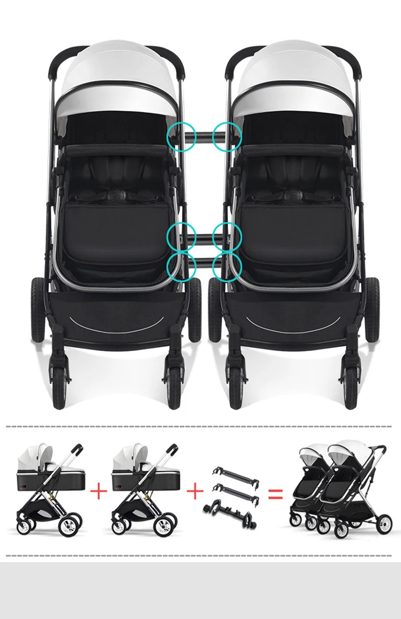 BETSOCCI Twin Baby Sstroller Multi-Tire Cart Portable Lightweight Travel Strollers For Two Kids Double Trolley baby stroller