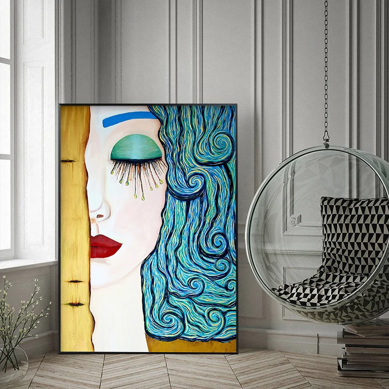 

OuzerQing100% Hand Painted Oil Painting On Canvas Modern Vintage Abstract Wall Art Living Room Home Decoration Handmade Unframed