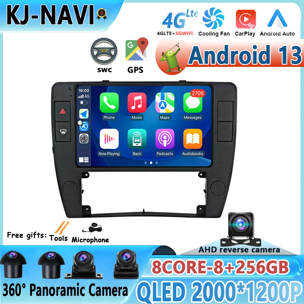 Per Vw Passat B5 2000 - 2005 Android 13 Radio Car Multimedia Autoradio Carplay Stereo 4G Gps Rds Hd Recorder 360 Fotocamera No Dvd