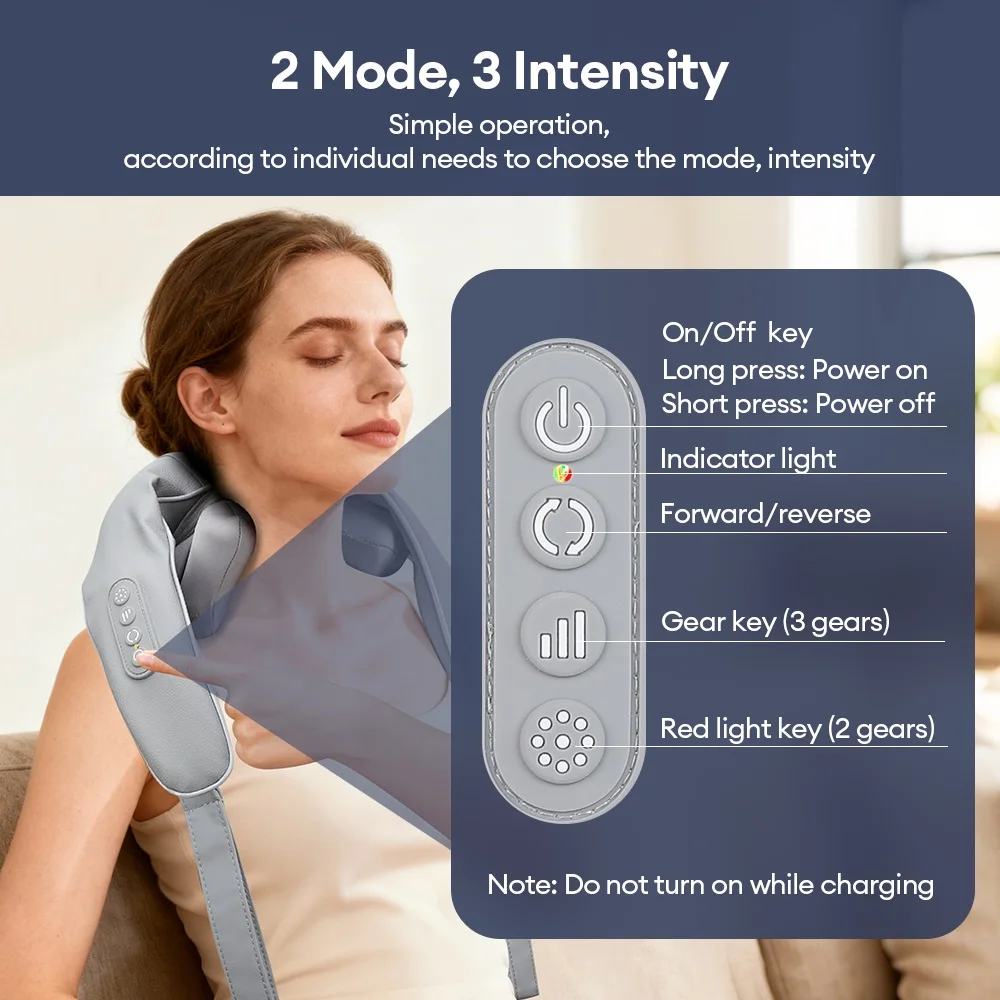 8-Head Neck And Shoulder Massager Wireless Shoulder And Back Kneading Massage Shawl Waist Neck Cervical Trapezius masajeador
