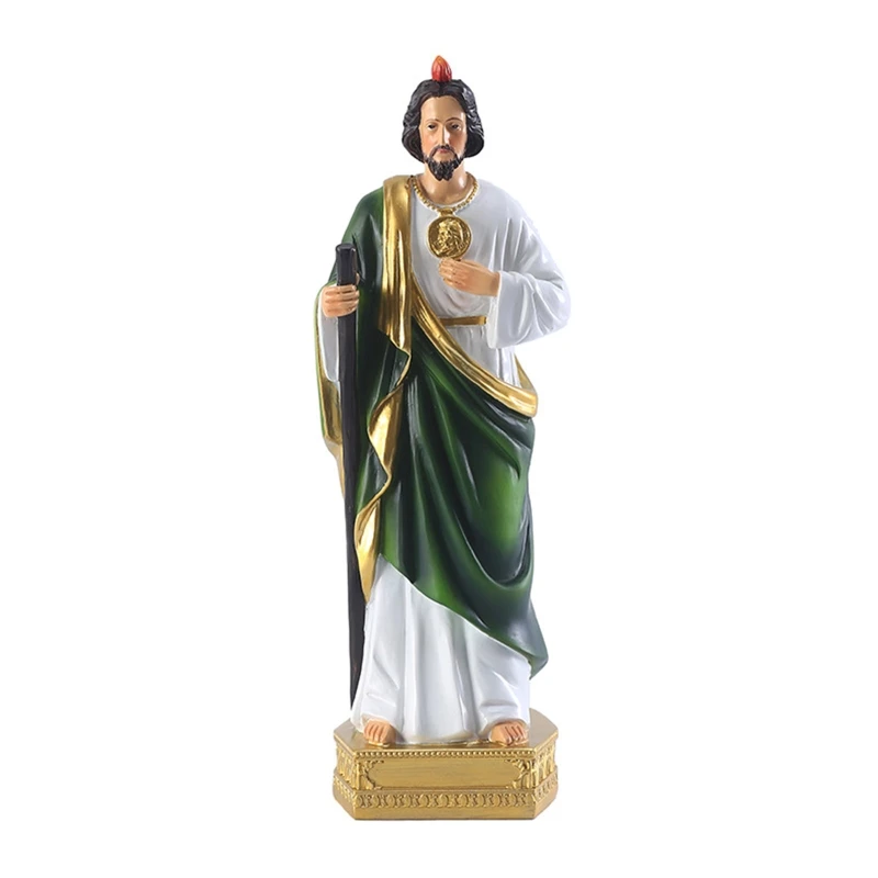 Christian Statue 95AA Saint Jude Statue Catholic Christian Hand Painted Holy Religious Figurine for Home Bedroom Church Decoration Gift