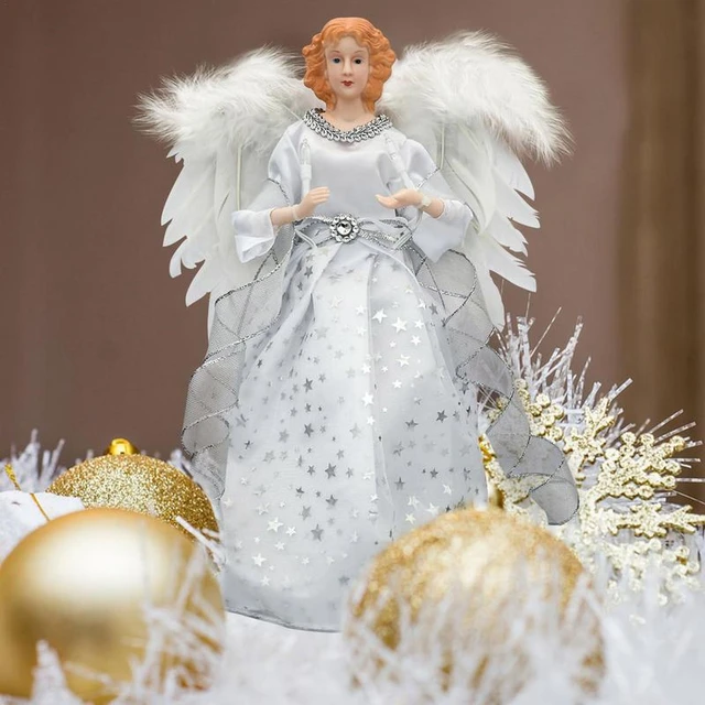 Topper De Sapin De Noël Ange, Figurine De Sapin De Noël Ange avec LED  Chapeau De Sapin De Noël Arbre De Noël Ange avec Ailes pour Décorations De  Noel