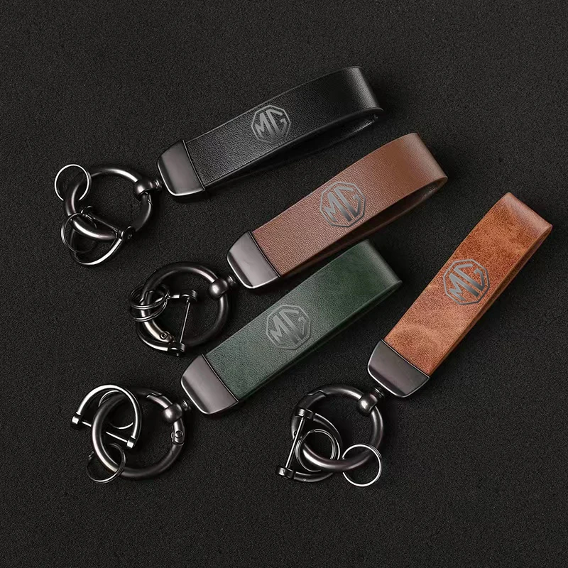 

Fashion Leather Keychain Business Gift Key Strap Men Women Car Logo Custom Keyring For Mg Cyberster MG7 MG4 EV Accessories