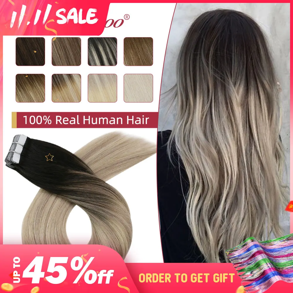 Tape in Human Hair Extensions 100% Real Remy Brazilian 14-24inch