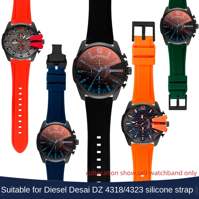 24 26Mm Per Cinturino In Silicone Diesel Dz4318 7395 4496 4323 Jeep Hamilton Breitling Cinturino Per Orologio In Gomma Morbida Impermeabile