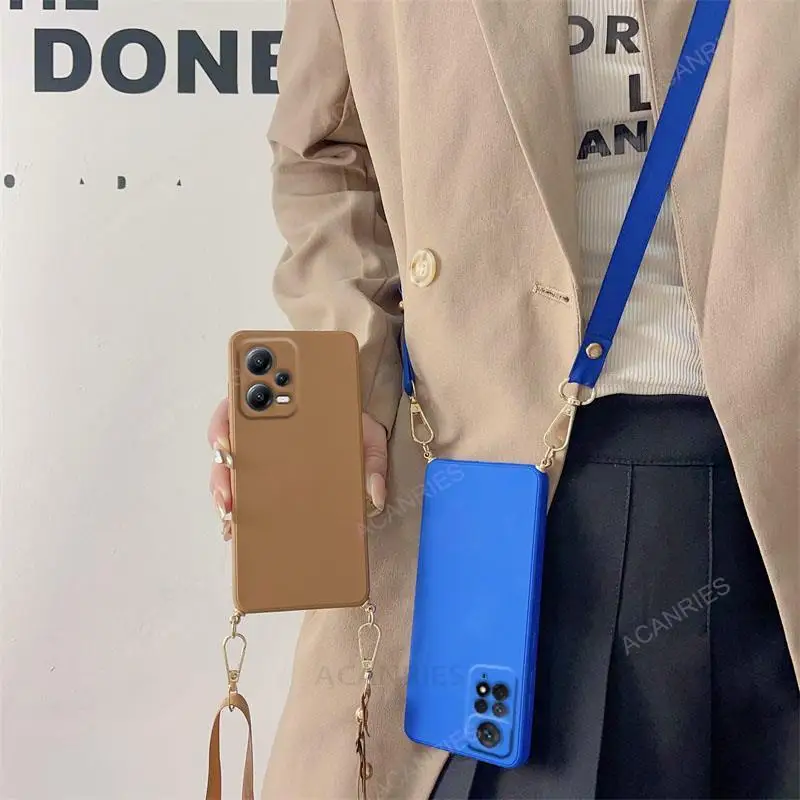 „Xiaomi Redmi 12“ karoliai ir per petį nešiojamas skysto silikono dėklas, skirtas „Xiaomi Redmi Note 12 11 4G 5G Note12 Pro Plus 11s“ dirželio laidui_voghion.com