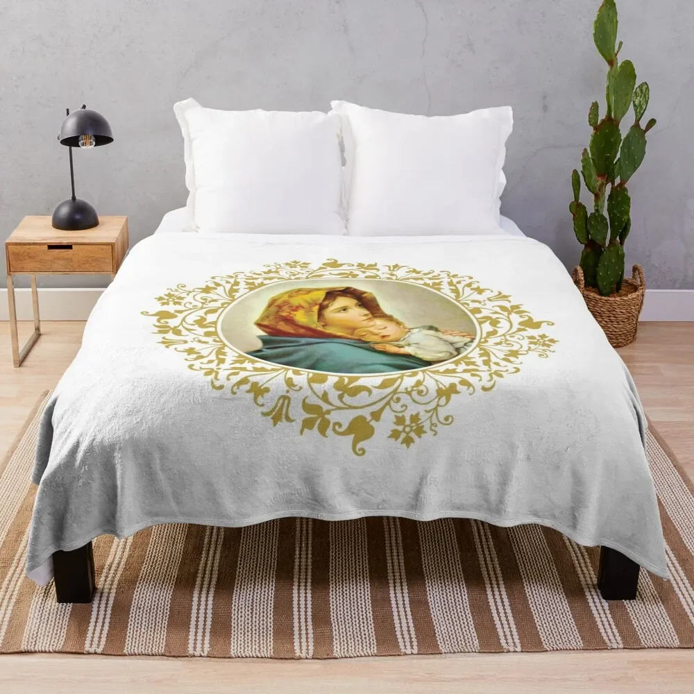 

Virgin Mary with Jesus Child Throw Blanket Winter beds Multi-Purpose Blankets