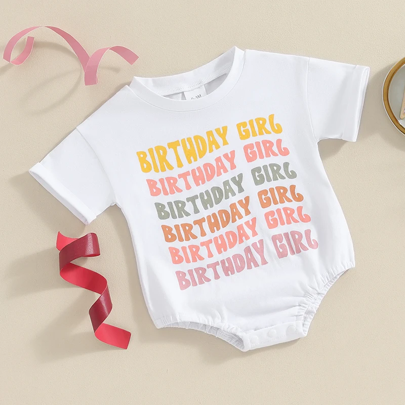 Baby Boy Girl First Birthday Outfit One Short Sleeve Bodsysuit Romper Birthday Girl Boy Baby My 1st Birthday Clothes