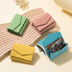 Genuine Leather Clutch Short Wallet Bags Cowhide Small Hand Coin Purse Card Holder Key Lipstick Storage Pouch Case For Men Women