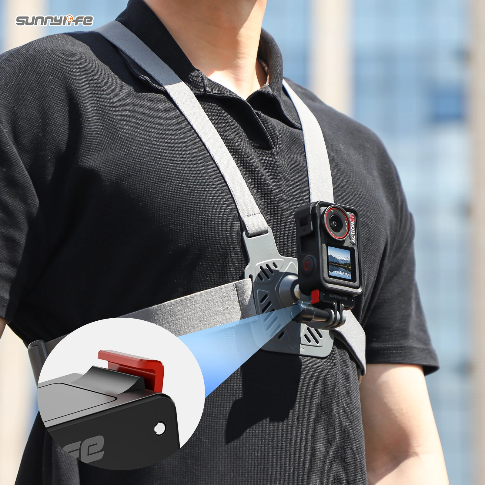 Sunnylife Magnetic Quick Release Adapter Foldable Expansion Bracket 1/4 Interface Mount Holder For DJI Action 5 Pro/Action 4/3/2