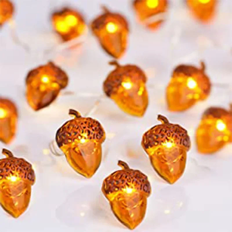 Acorn String Lights - 30 LED Fall Decorations Battery Powered 98ft Fairy Lights for Thanksgiving