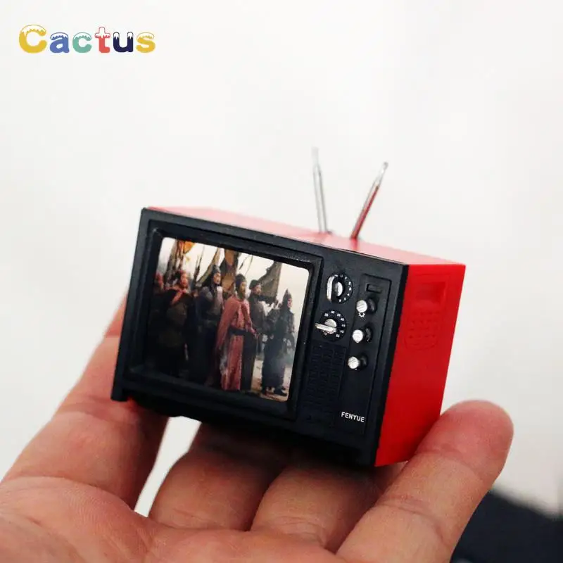 1:12 인형 집 미니어처 텔레비전 빈티지 TV, 그림 집 가구 모델, DIY 인형..