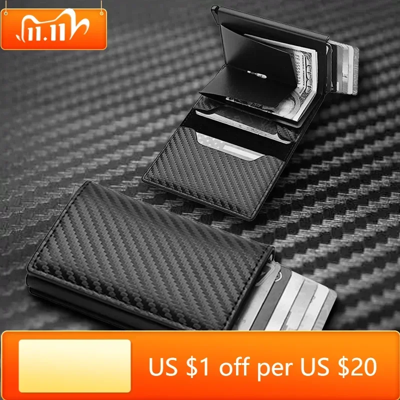 

2022 Credit Card Holder Wallet Men Women RFID Aluminium Bank Cardholder Case Vintage Leather Wallet with Money Clips