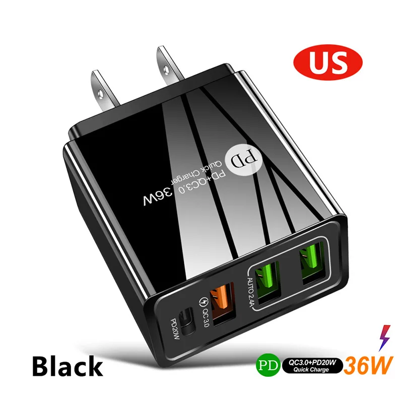 usb c 5v 3a USB PD Fast Charger EU UK Plug Quick Charger QC 3.0 Power Adapter For iPhone 13 12 Series Xiaomi Samsung Huawei Fast Charging 65 watt charger