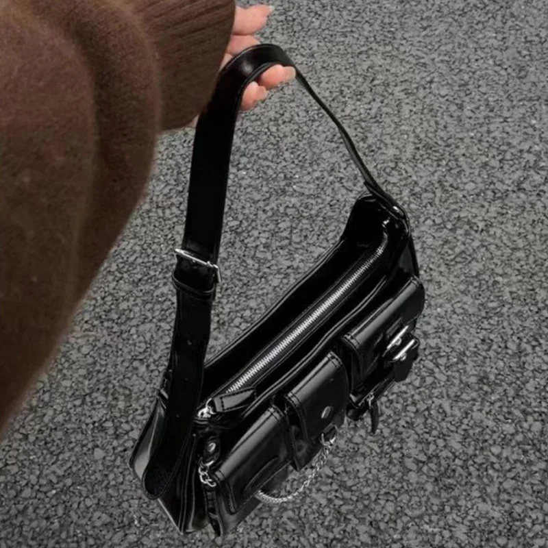 Brand Design Chain Women Underarm Bag Multiple Pockets Ladies Shoulder Crossbody Bag Fashion PU Leather Purse and Handbag