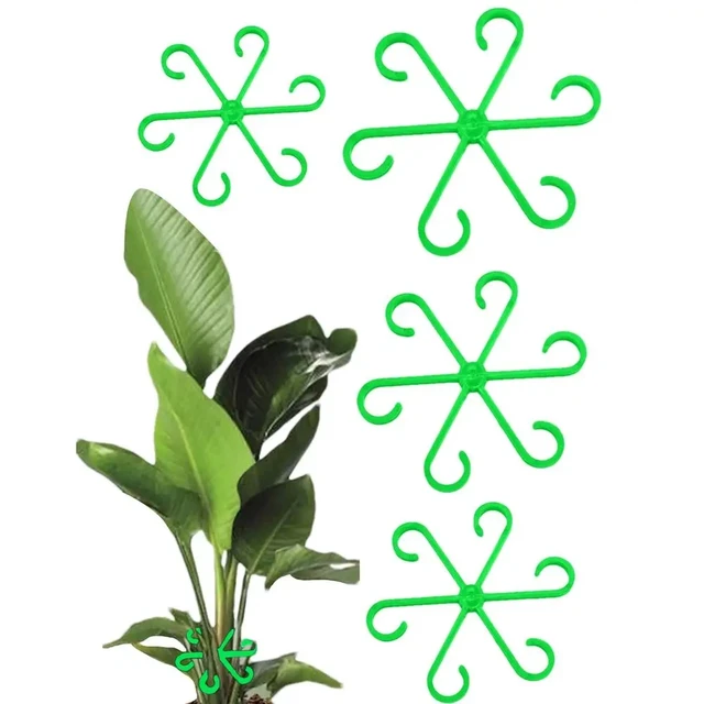 4pcs Climbing Houseplant Stem Supports, Plastic Plant Climbers Stem Holders Reusable Flower Plant Stakes Trellis Stem Hook Growt 5