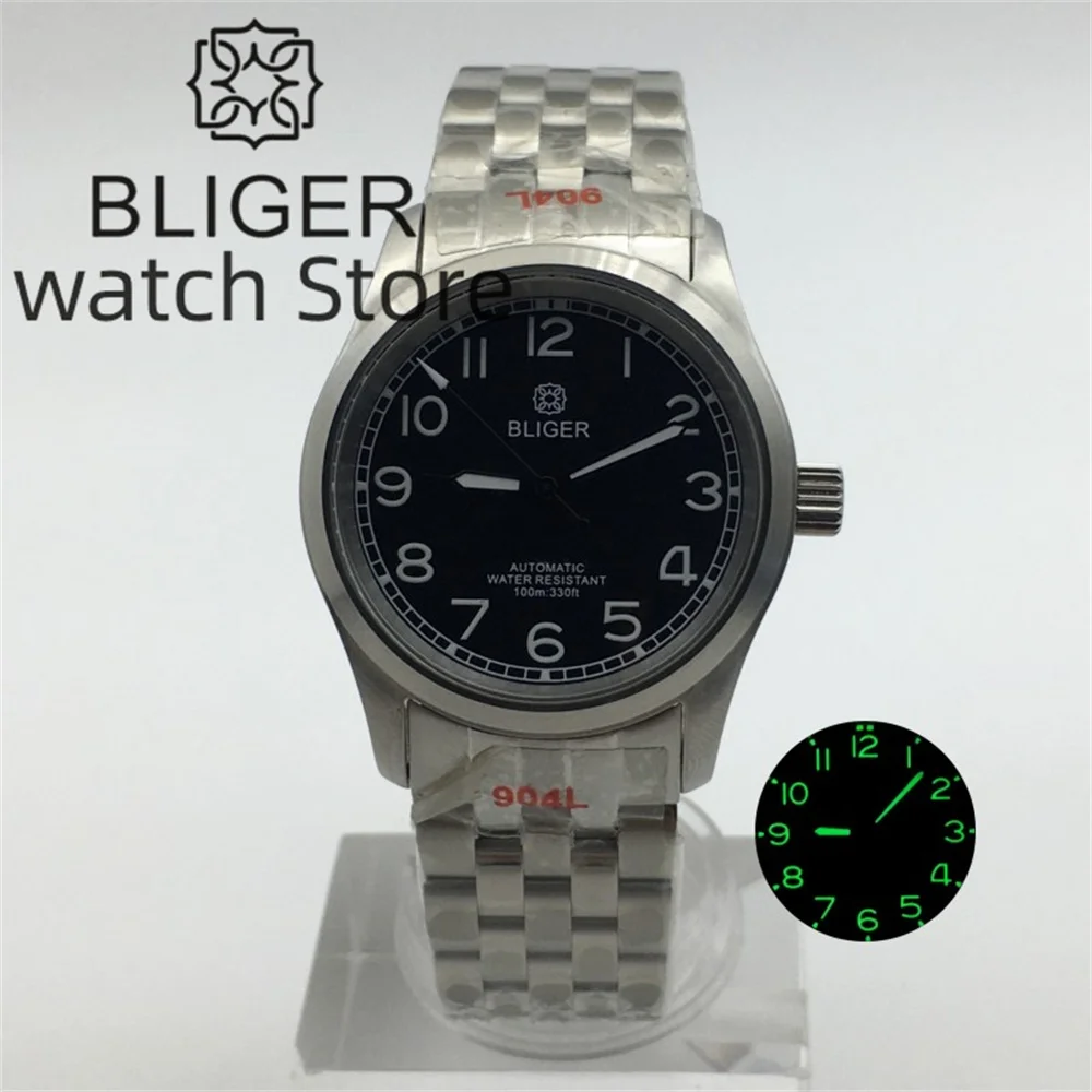 

BLIGER 36mm 39mm Black dial Sapphire glass 24 gemstones NH35 MIYOTA 8215 PT5000 Mechanical men's watch stainless steel bracelet