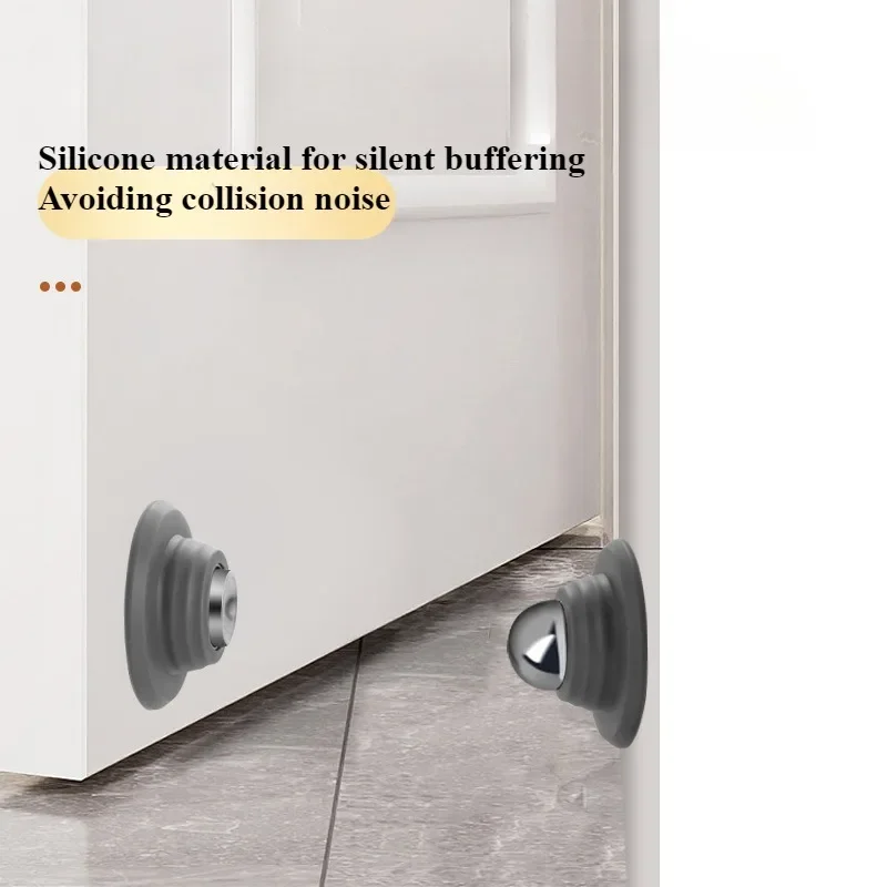 ZEXEF Silicone Door Stops Stainless Steel Magnetic Non Punch Door Stopper Wall Mounted Holder Furniture Hardware