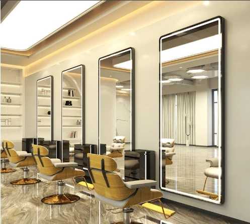 Barber Shop Mirror Wall Mounted Hair Salon Hair Salon Mirror Table